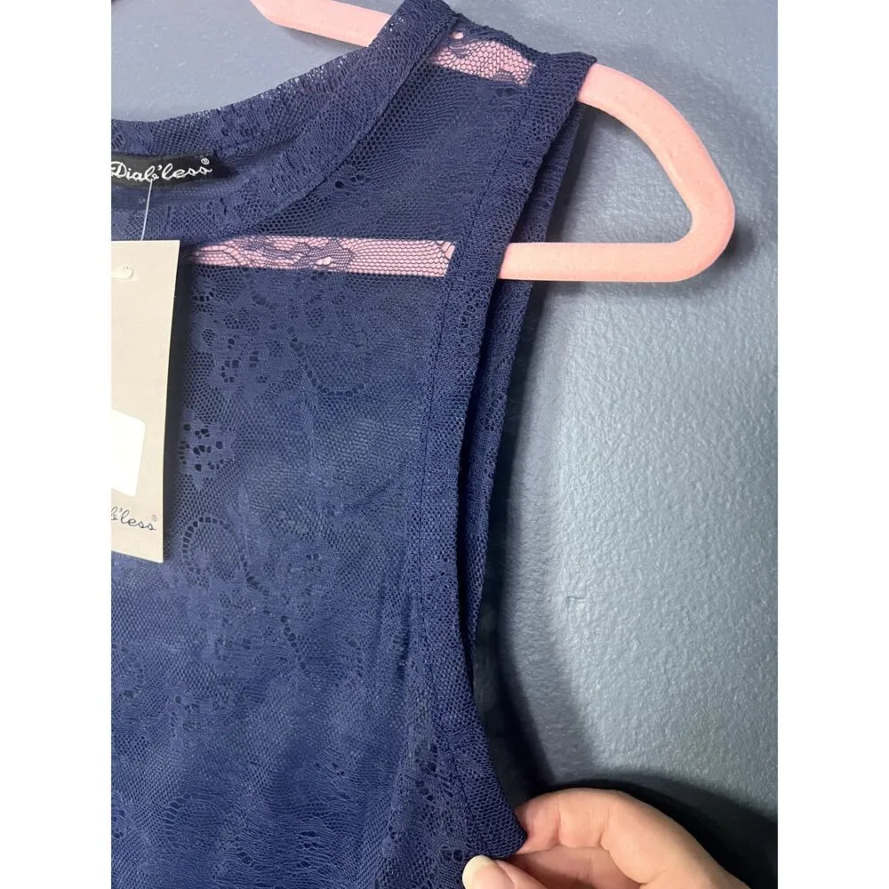 New Diabless Sheer Swimsuit Cover up Women's Size Med/Large Lace Feminine Fitted Blue - Image 4