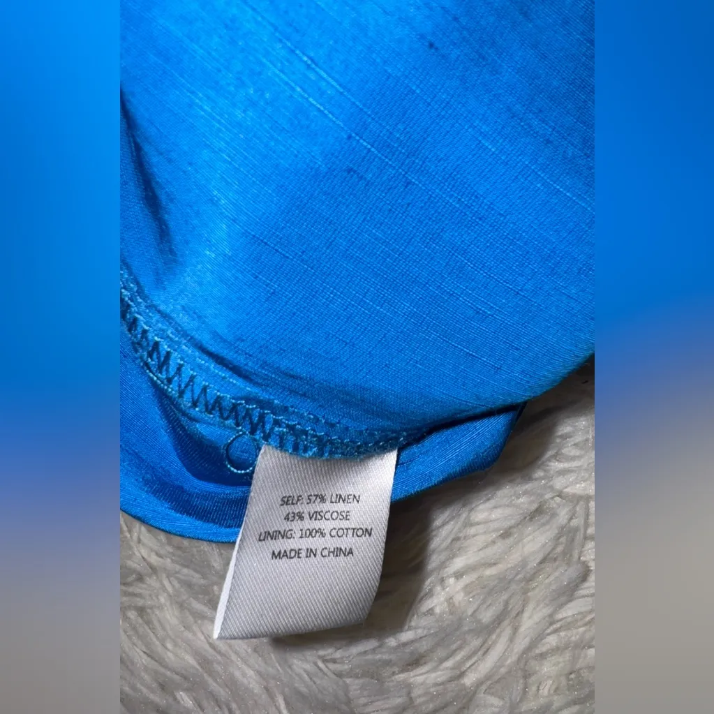 NEW La Ligne Ruffle Shoulder Open Back Linen Blend Midi Dress Ultramarine blue - Image 7