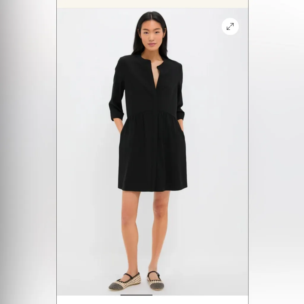 Tuckernuck Stretch Crepe Royal Shirt Dress With Pockets Sz M - Image 2