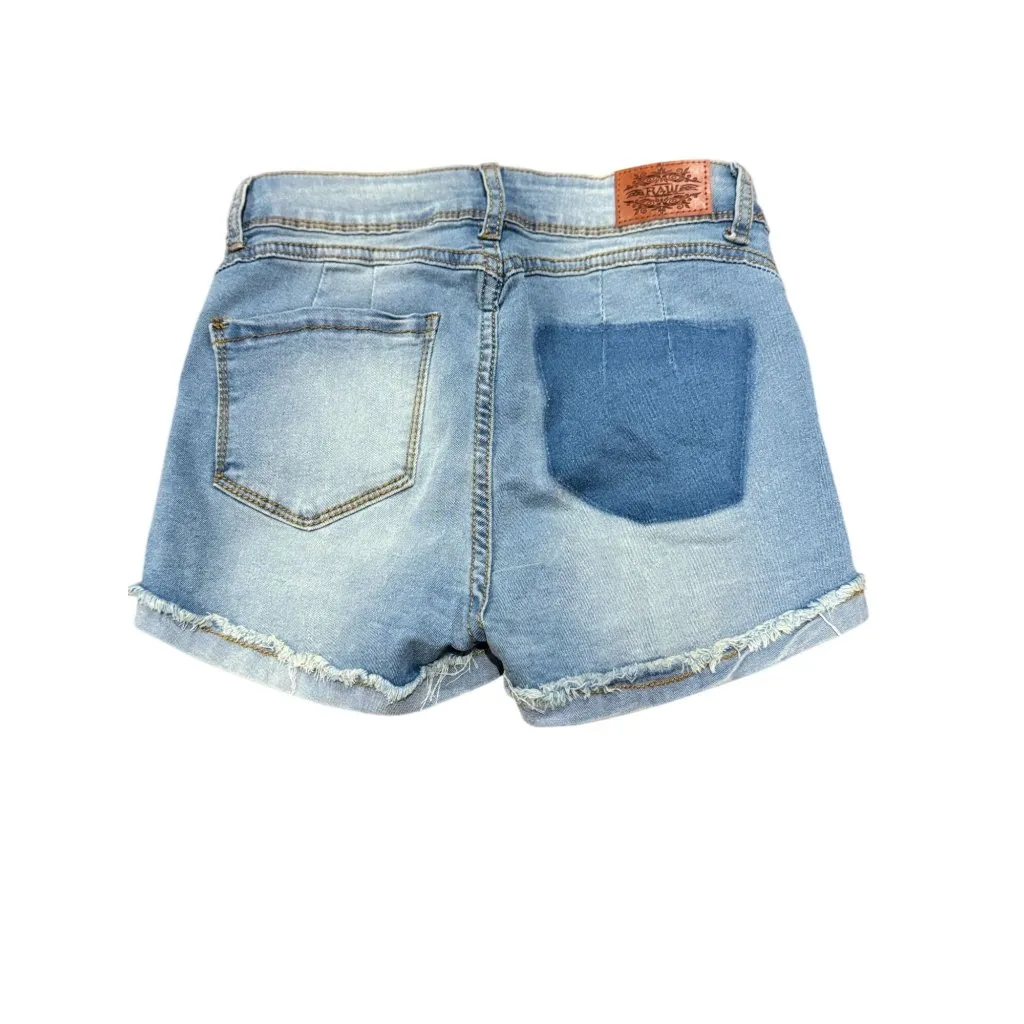 NEW RAW Size 5 Distressed Light Blue Denim Jean Shorts Vintage Charm Artful Rips - Image 3