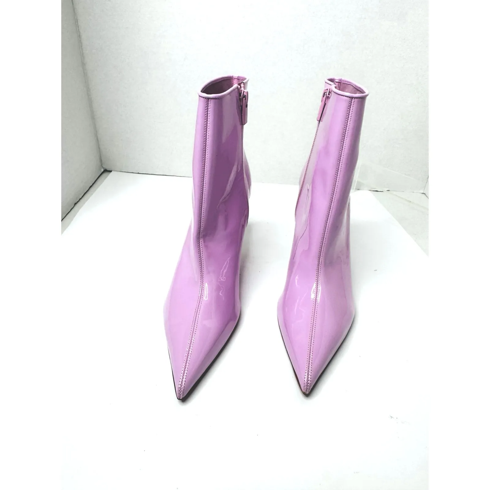 Christian Louboutin Kate Booty 85 Pinkador Patent Leather Ankle Boots Heels 38 - Image 11