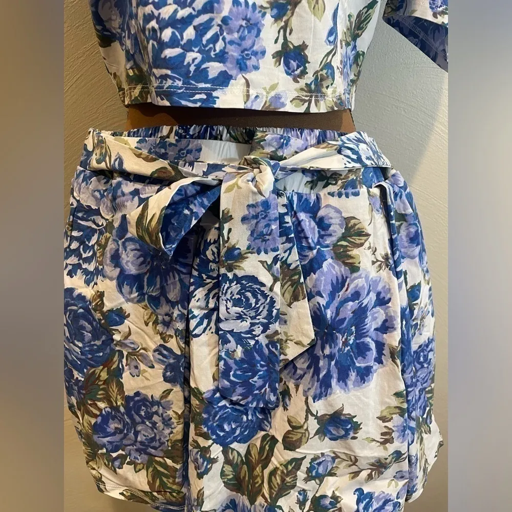 Blashe size m two piece summer outfit. Skort with crop top shirt Blue Size M - Image 2