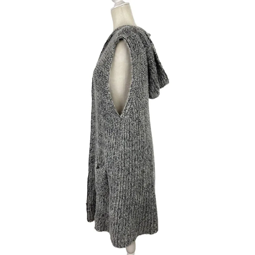 Mia & Tess Sleeveless Longline Open Hoody Cardigan Vest Sweater in Brushed Yarn Gray Size L - Image 8