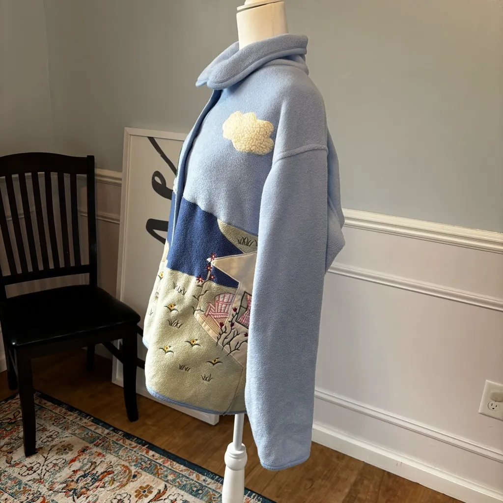 Vintage 90s Northern Reflections Fleece Beach Scene Jacket Sz M Coastal Grandma - Image 6