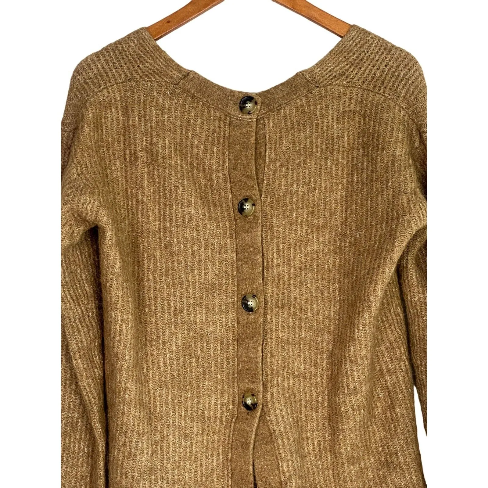 J.Crew Point Sur Wool Alpaca Long Sleeve Button Down Back Sweater XS Camel Brown - Image 5