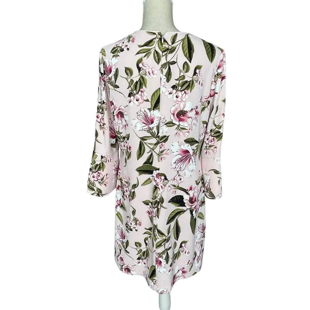 White House Black Market Shift Floral Pink Dress Women’s Size 10 Petal Sleeves - Image 7