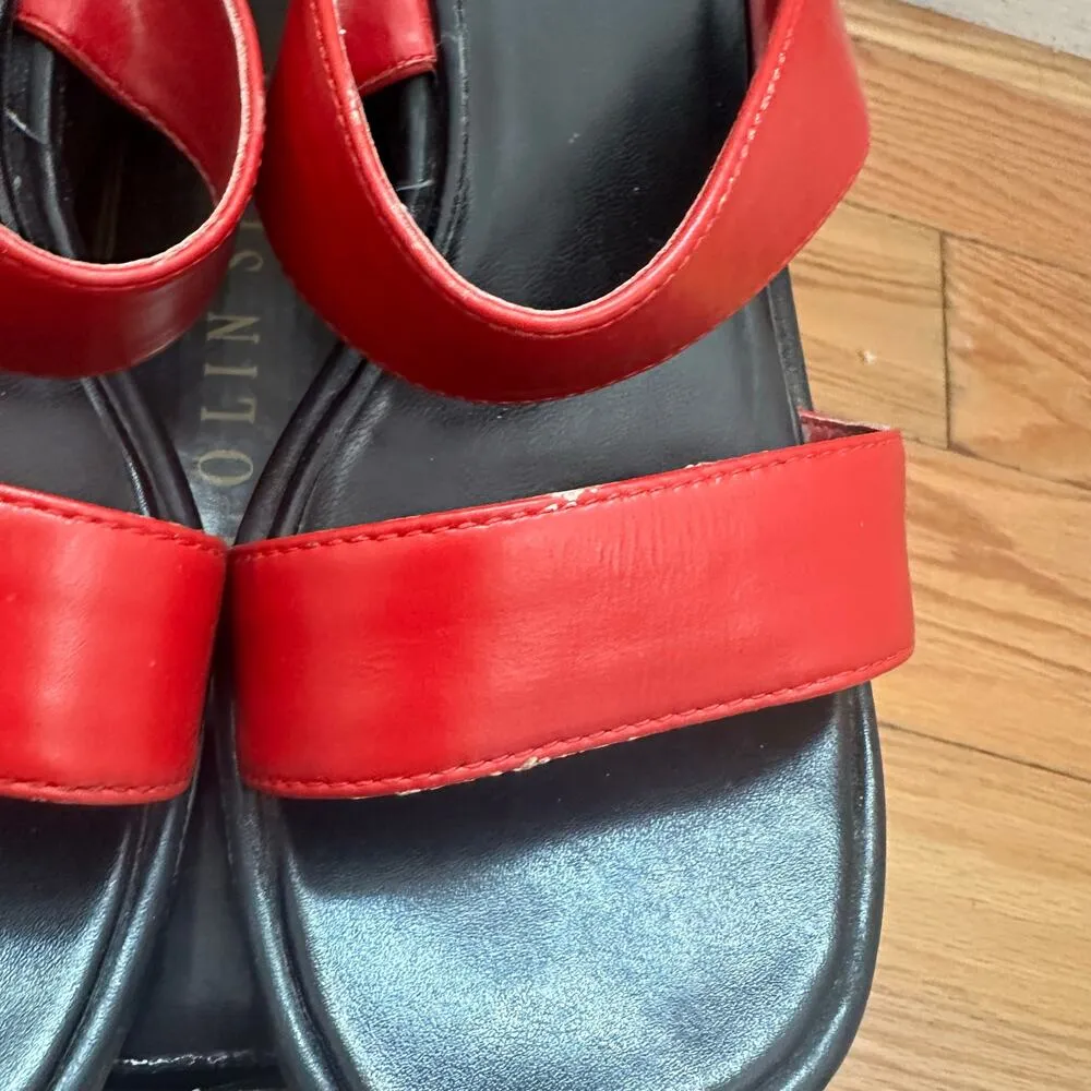 Colin Stuart Red and Black Platform Leather Sandals Size 8.5 - Image 8