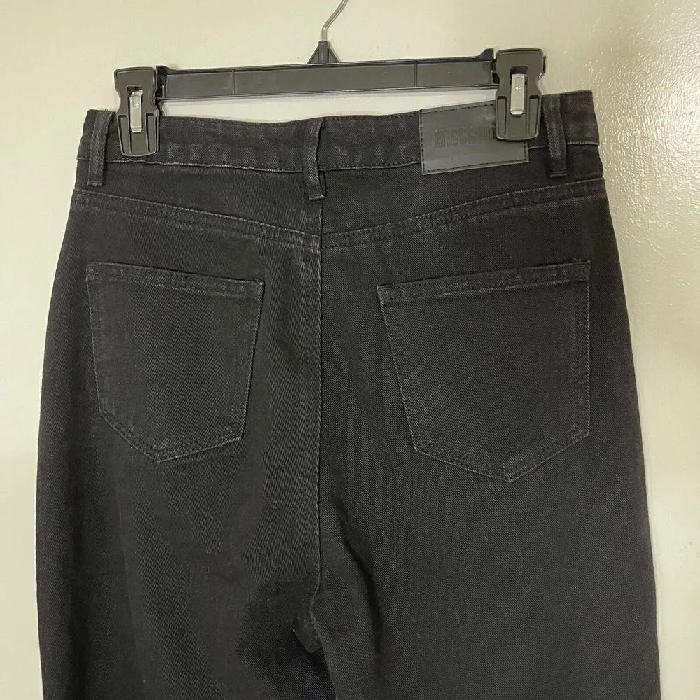 NWT Missguided Black Slim Straight high waist distressed jeans size US 4S - Image 5