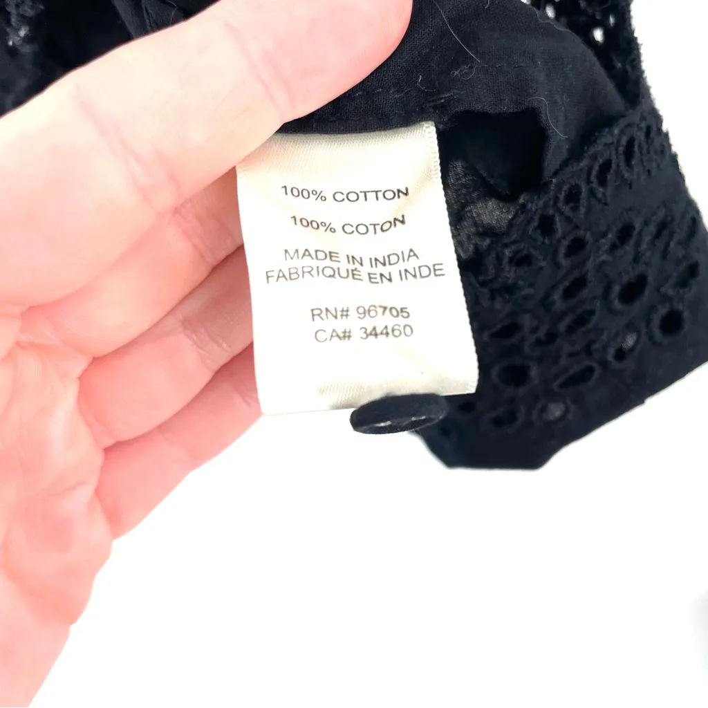 Rebecca Taylor Folk Garden Boho Embroidery Scallop Hem Short Sleeve Blouse Top - Image 7