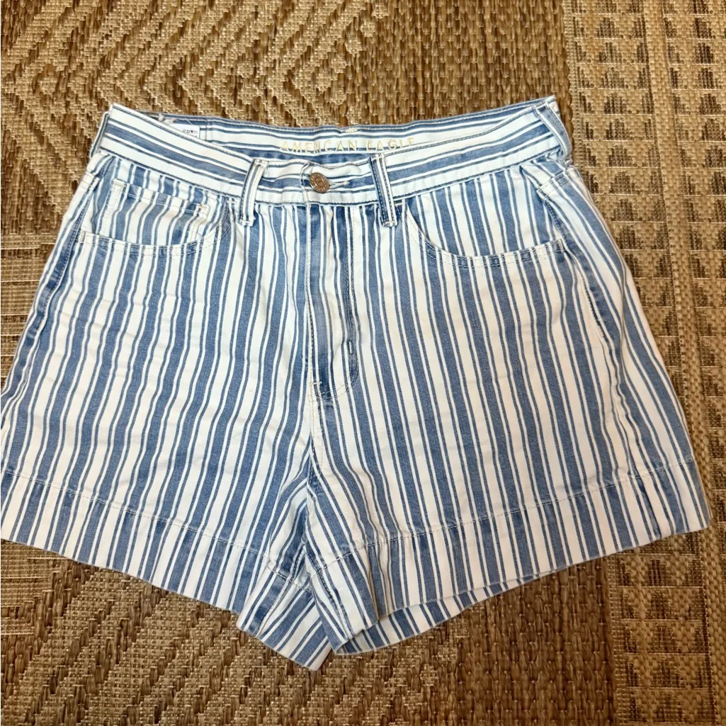 American Eagle Striped Mom Shorts Size 6 - Image 5