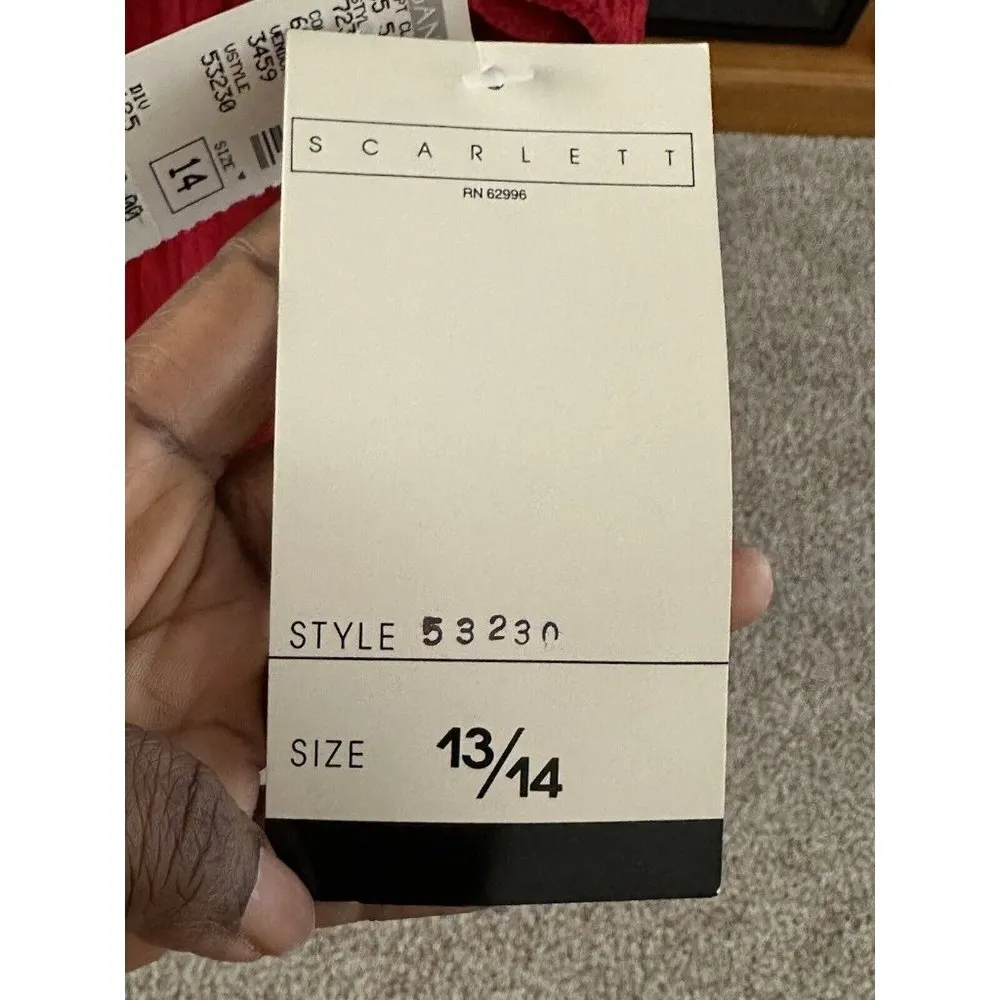 Vintage Scarlett Mother of the Bride Red Dress Roses Long Sleeve Size 14 NWT - Image 4