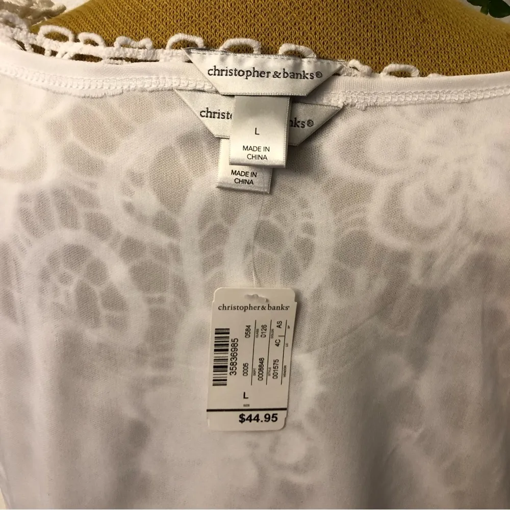 Chistopher & banks white nice crochet top easy flowing size L - Image 6