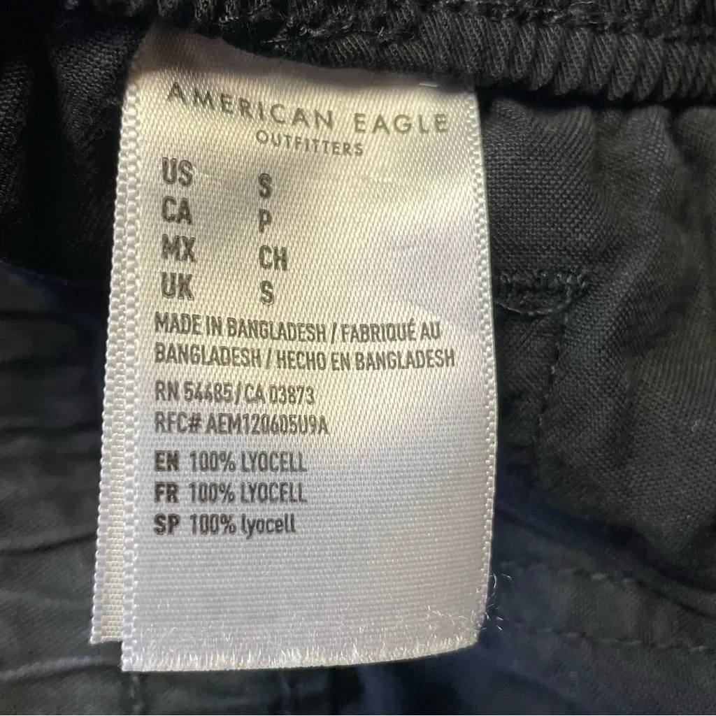 American Eagle Lyocell Baggy Jogger Cargo Pants High Rise Womens Small Black - Image 10