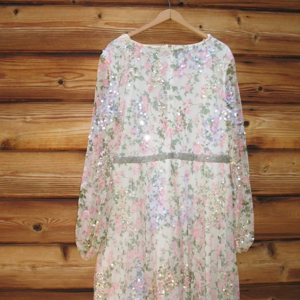 Mac Duggal 93788  Womens White Floral Print Faux Wrap Dress - Image 10