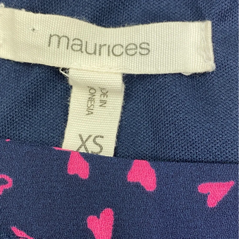 Maurice’s Navy Blue Pink Heart Pattern Dress Size XS - Image 6