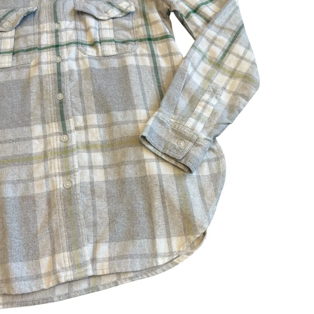 Panache Apparel Grey Plaid Button-Down Shirt Top Oversized Size Small Women's - Image 6