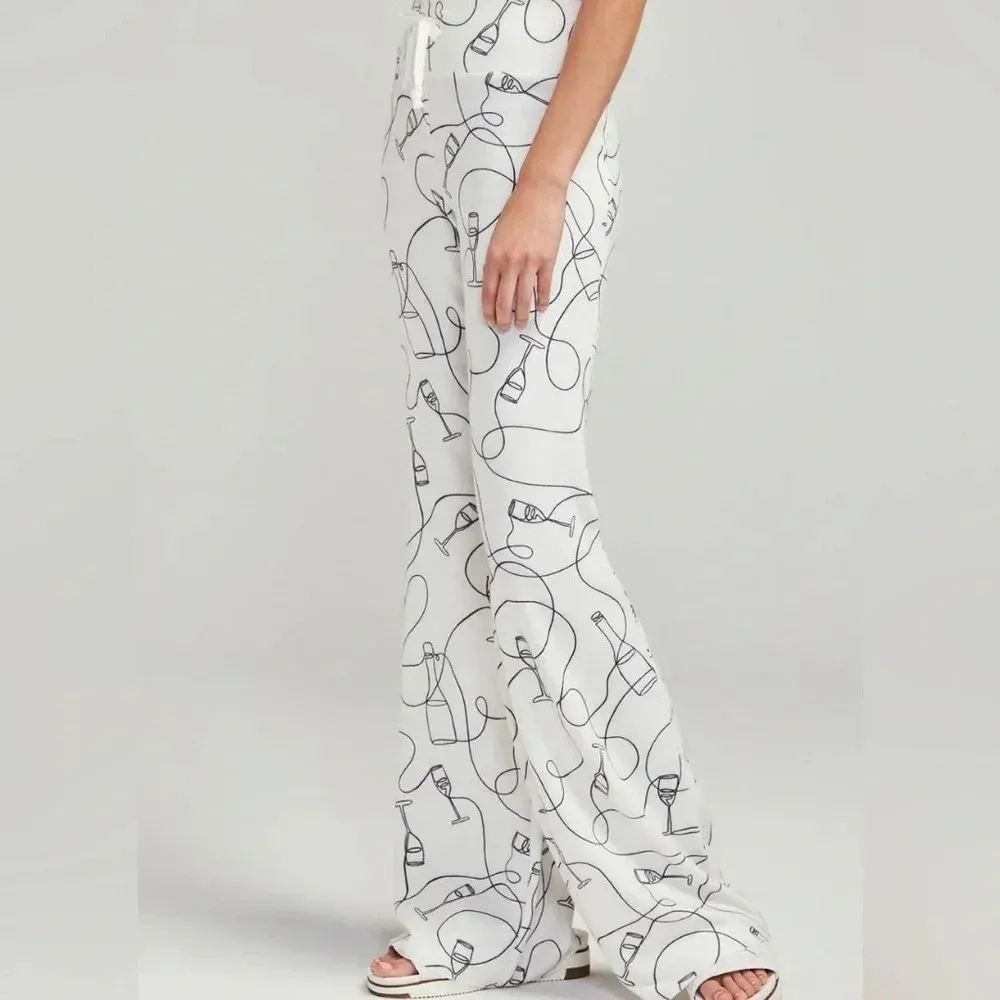 Wildfox Popping Bottles Flared Lounge Sweatpants -‎ Size M - Vanilla - NWT - Image 2