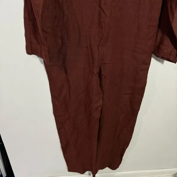 NWT Zara 100% Linen Brown Jumpsuit The Veronica Overall Brown Size Small‎ - Image 7