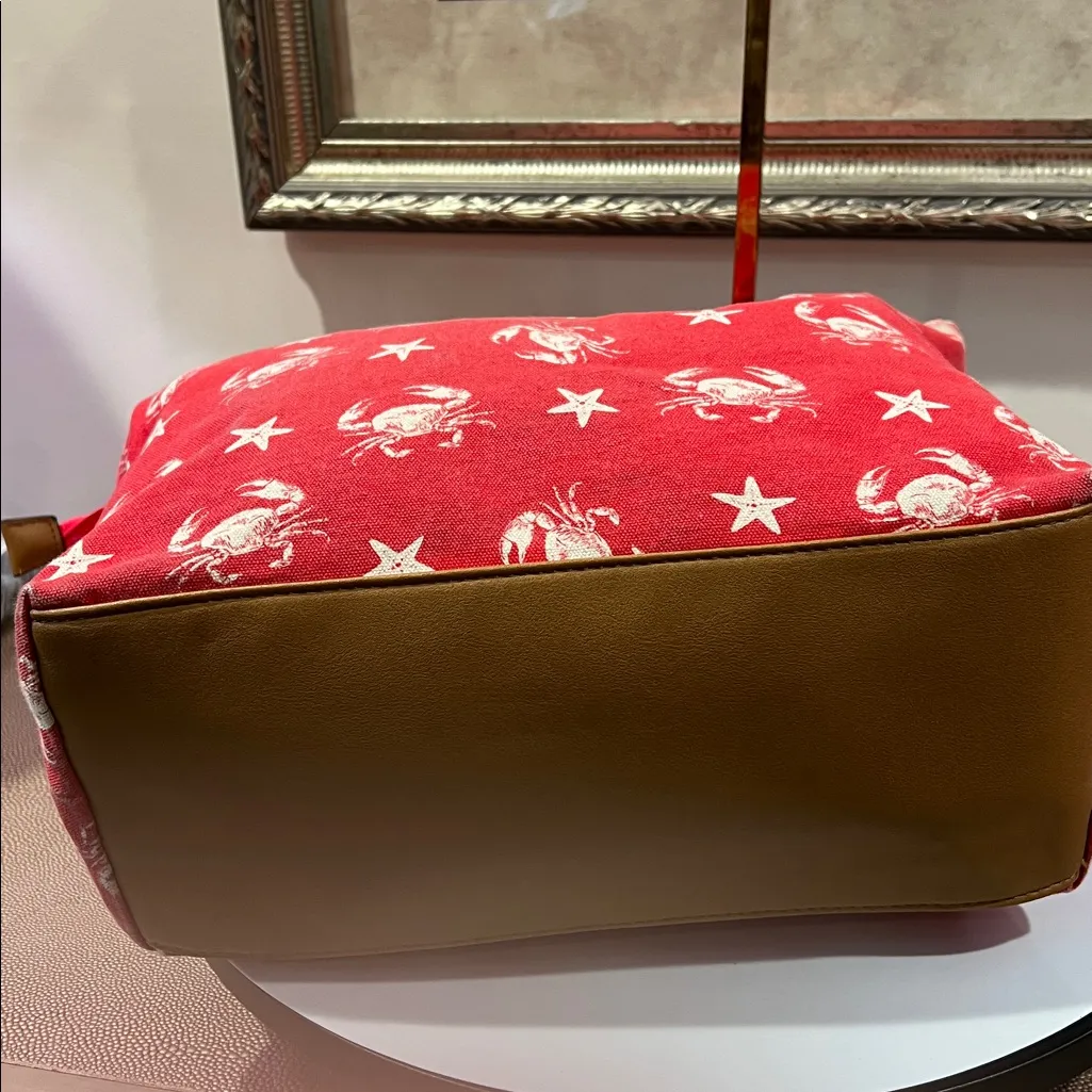 Sonoma Red Canvas Tote with Crab and Star Design - Image 5