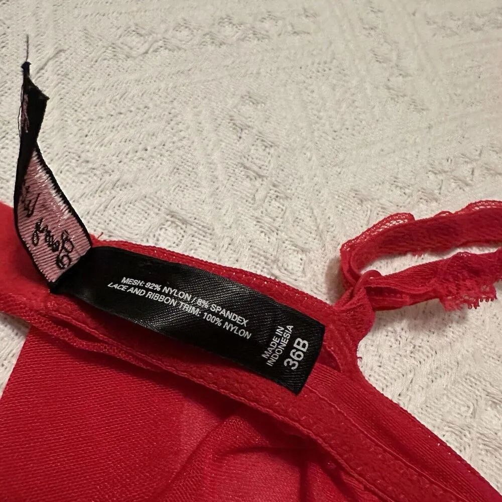 Victoria’s Secret Sexy Little Things Red Lingerie Babydoll Cami Top Sz 36B - Image 9