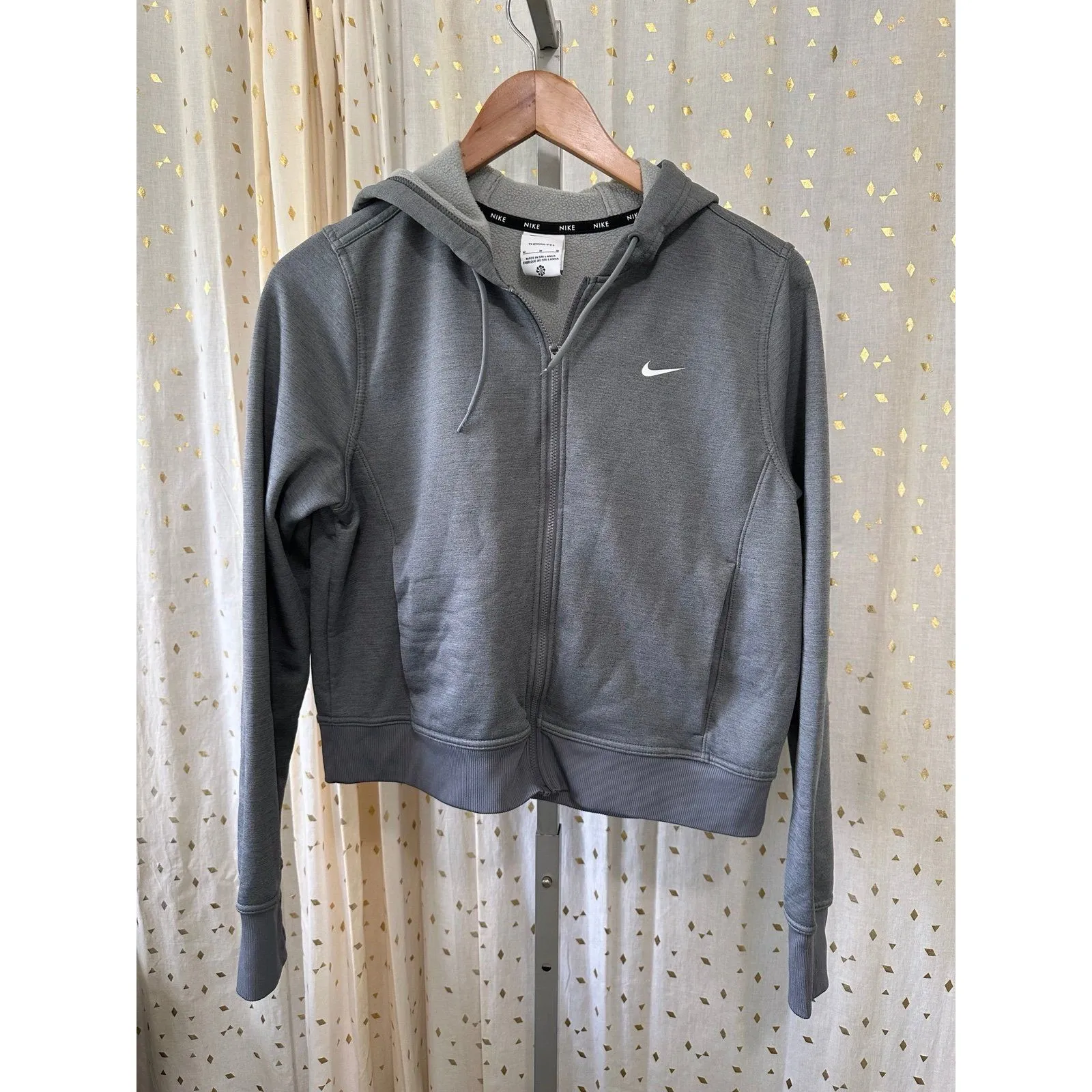 Nike Women's Therma-Fit One Full Zip Fleece Lined Thumbholes Cropped Hoodie M - Image 3