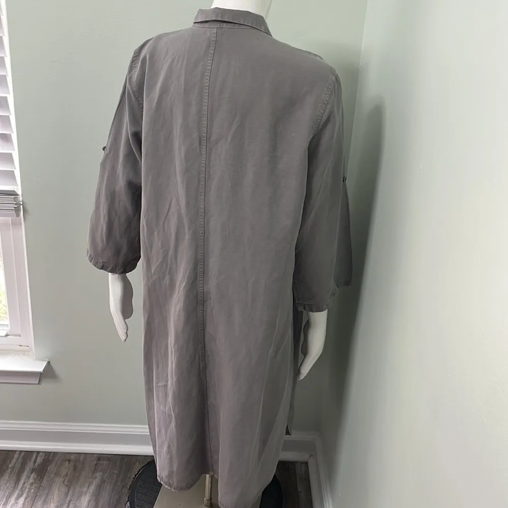 Eileen Fisher Classic Collar Dress Tencel Linen Shirtdress - Image 10