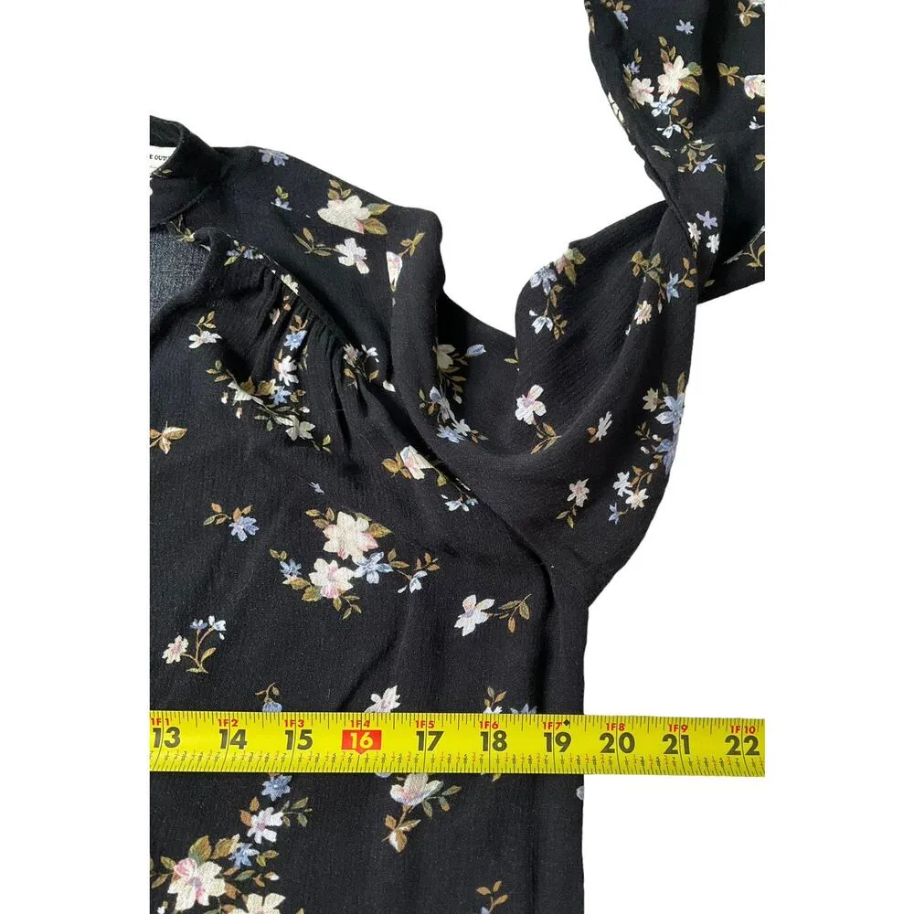 American Eagle Outfitters Black Floral Flare Sleeve Top Women's Sz Small | 19-14 - Image 6