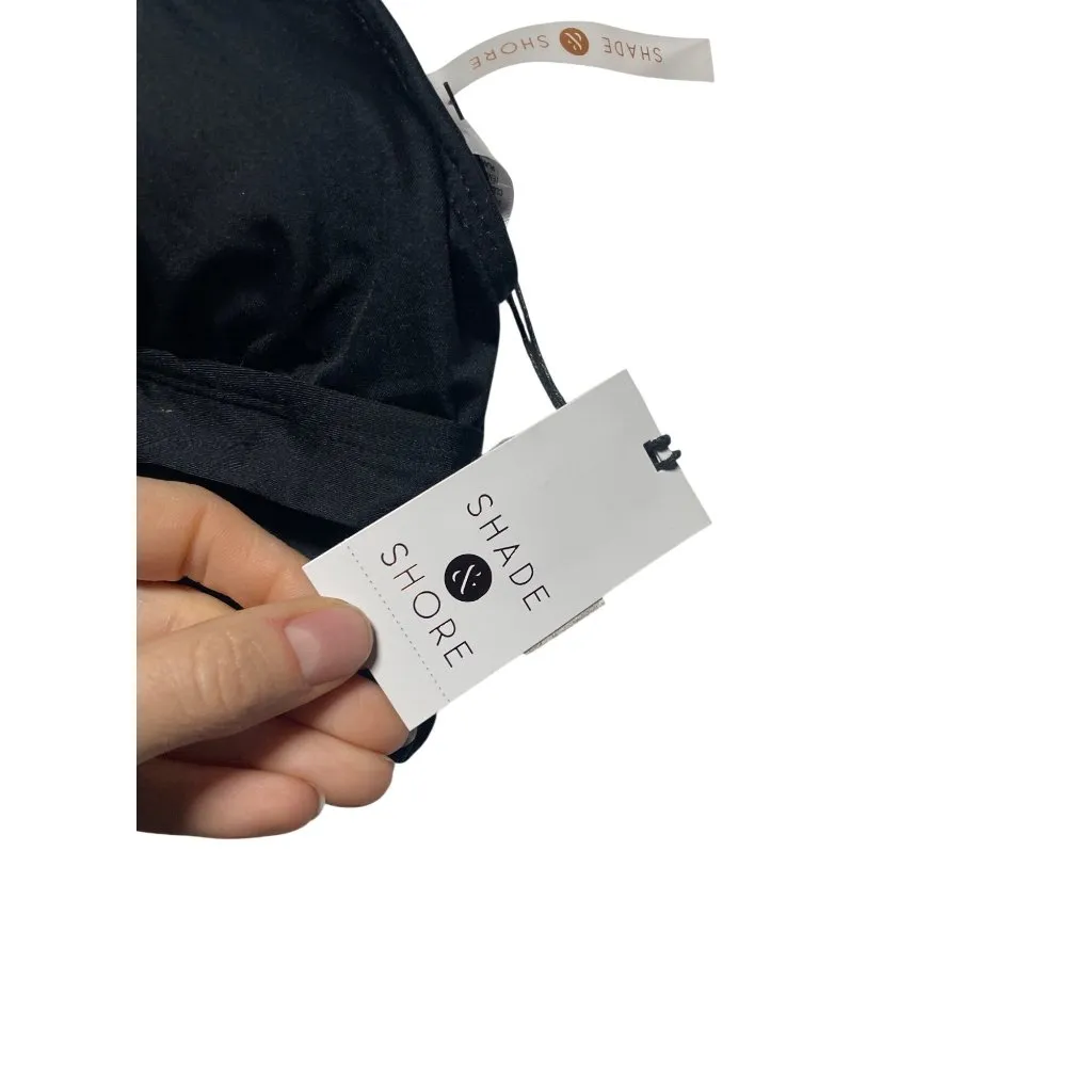 Shade & Shore Black Bikini Top Size M Adjustable Halter Tie Design - Image 5