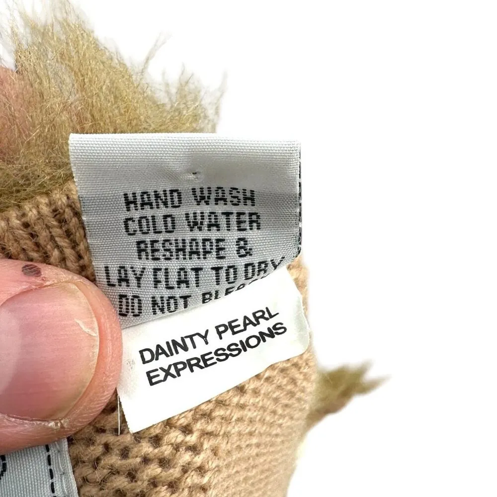 Storybook Knits Pearl Beaded Fur Trimmed Cardigan Sweater‎ Tan Camel Size Small - Image 14