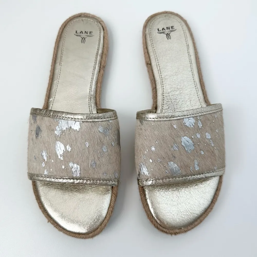 Lane Metallic Espadrille Slide Sandals Gold Size 8.5 - Image 2