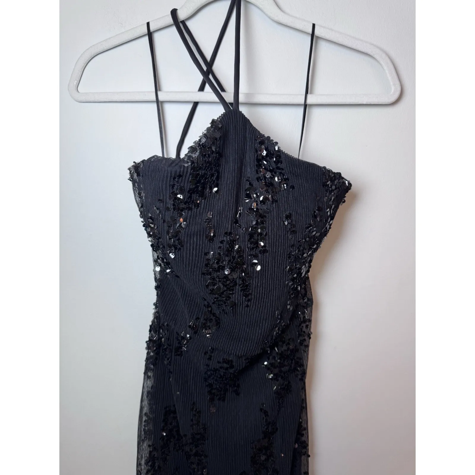 Violet Weekend Halter Neck Sequin Knit Dress Juniors Size 7/8 NWT $129 Black - Image 11
