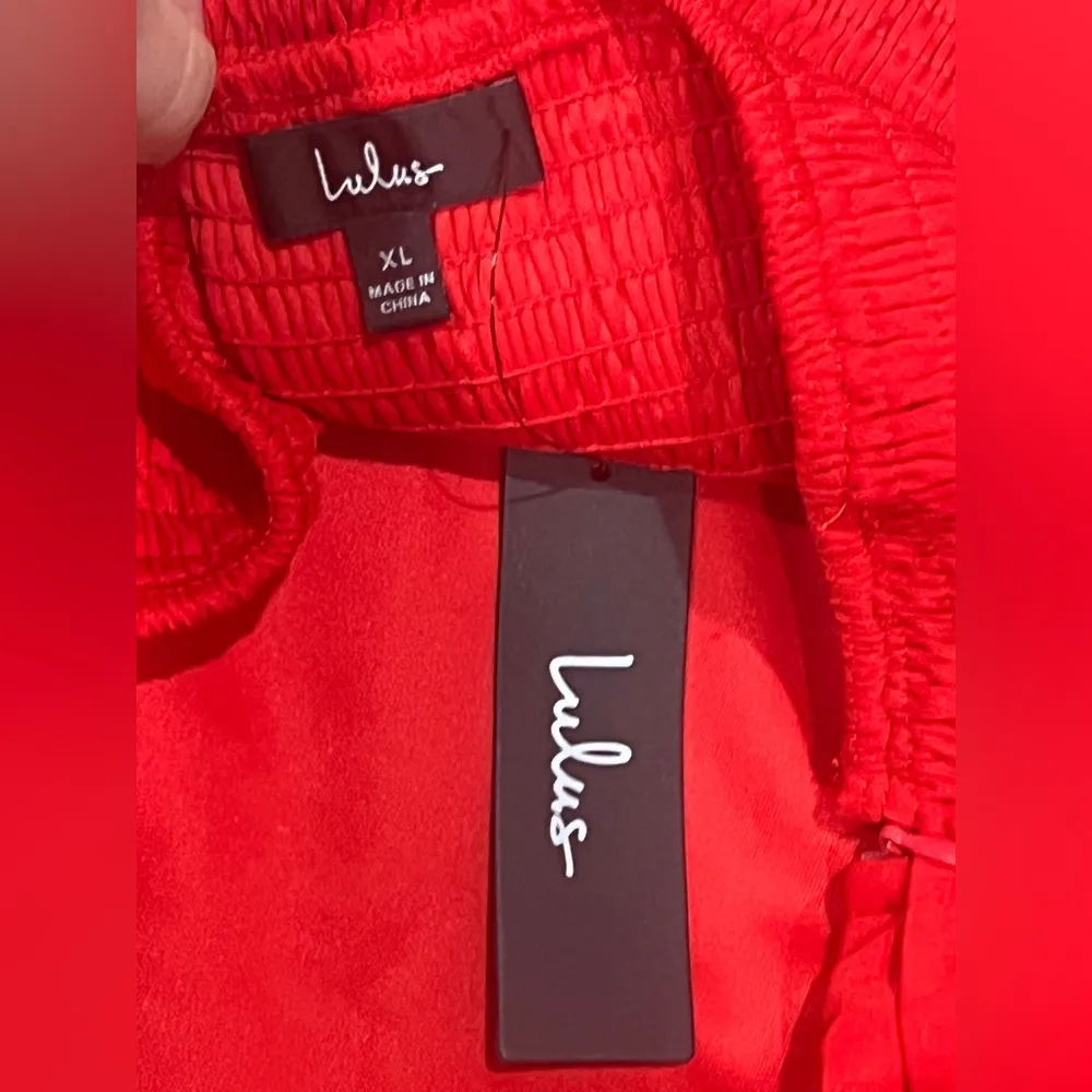 FINAL PRICE NWT Lulus Living for the Present Red Satin Strapless Romper - Image 7