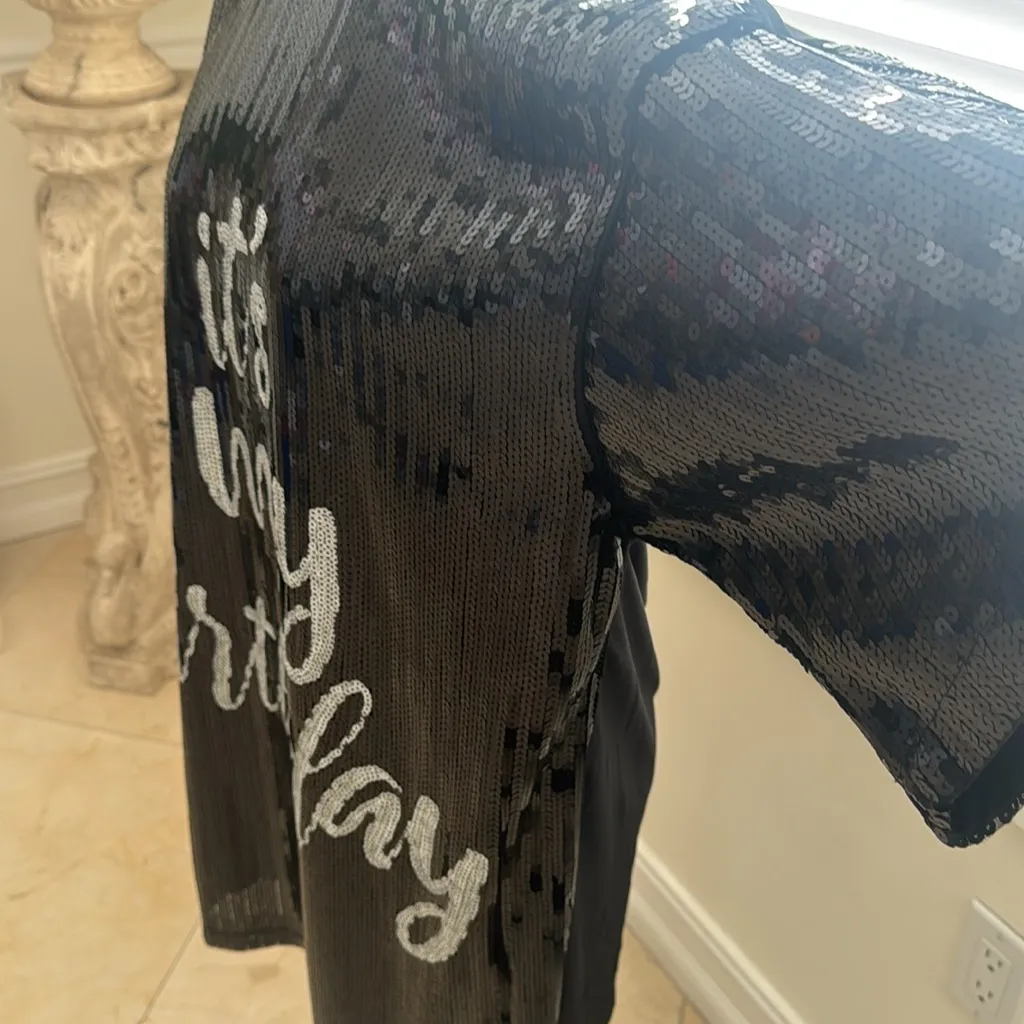 Sequin mini dress (or long short) it’s my birthday NWT Black - Image 6