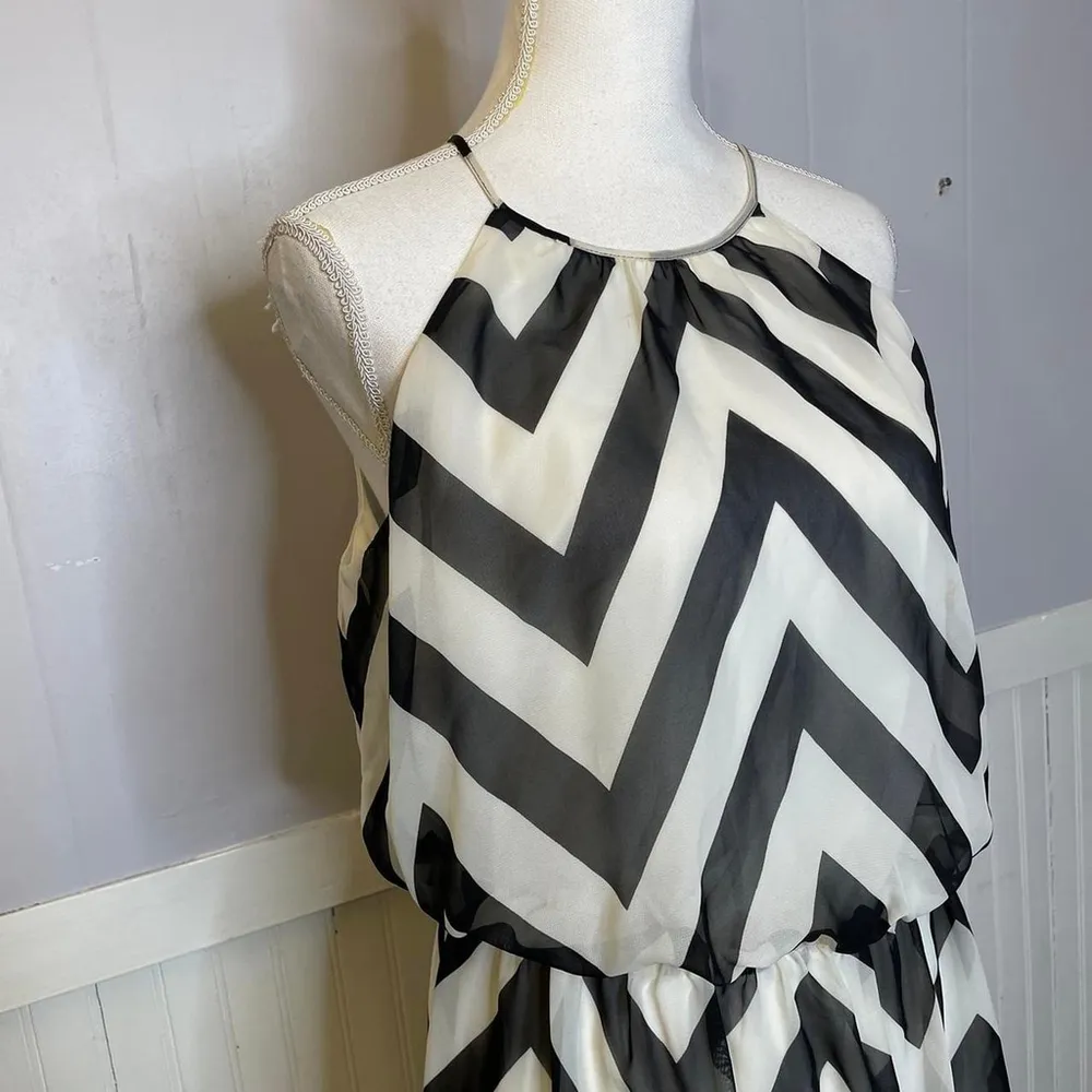 Vintage Y2K Guess Mini Dress Sheer Lined Tie Neck Size M - Image 3