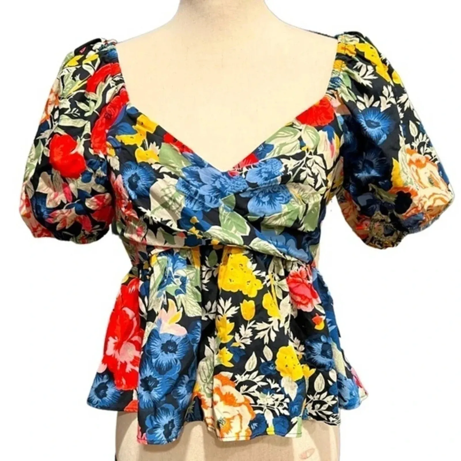 ZARA Trafaluc PRINTED DRAPED‎ TOP FLORAL CROPPED Size S - Image 2