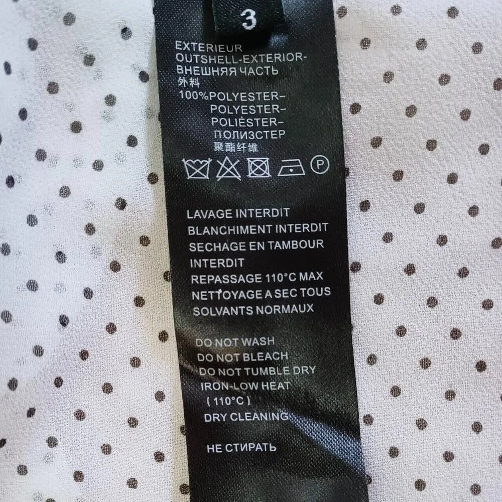 NWOT Womens Lace Embroidery Black Polka Dot Shirt Blouse Sz 3 Long Sleeve White - Image 10