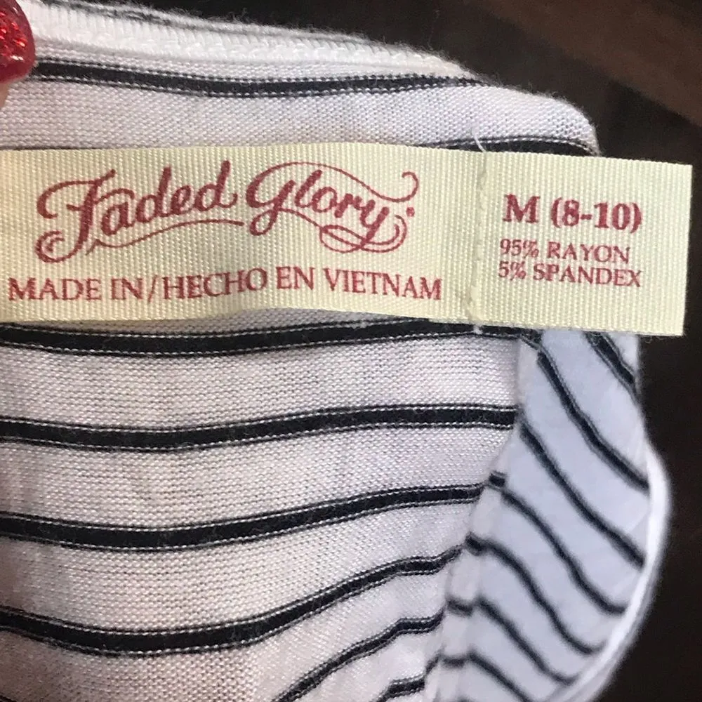 Faded Glory Black and White Striped Dress Medium - Image 5