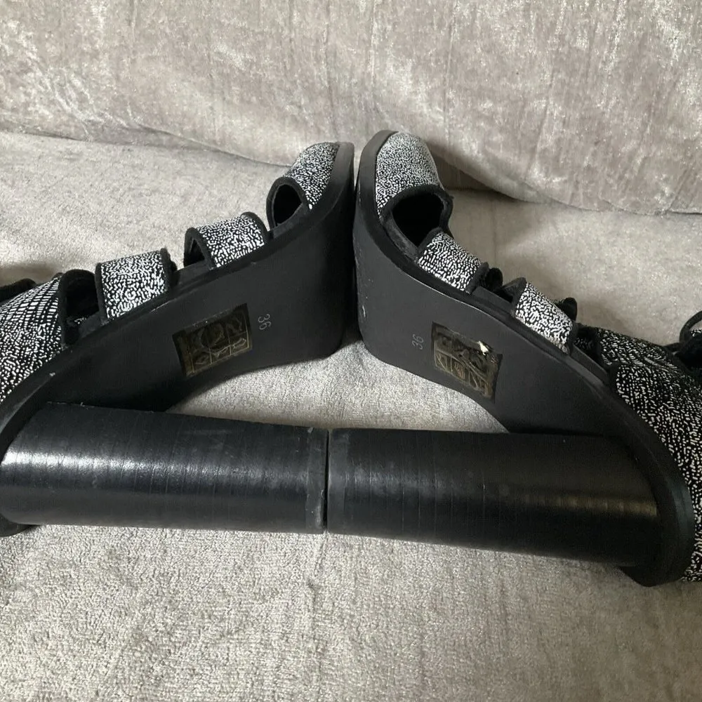 Senso Taffy Ice Lizard Lace Up Heeled Bootie Shoes Pointy Toe Sexy 36 US 6 Party Black - Image 7