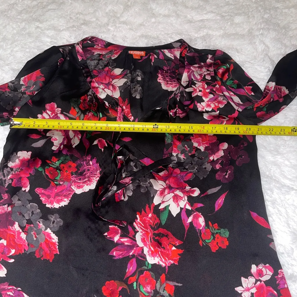 Kirna Zabete for Target Black Floral Blouse top shirt long sleeve woman’s medium - Image 7