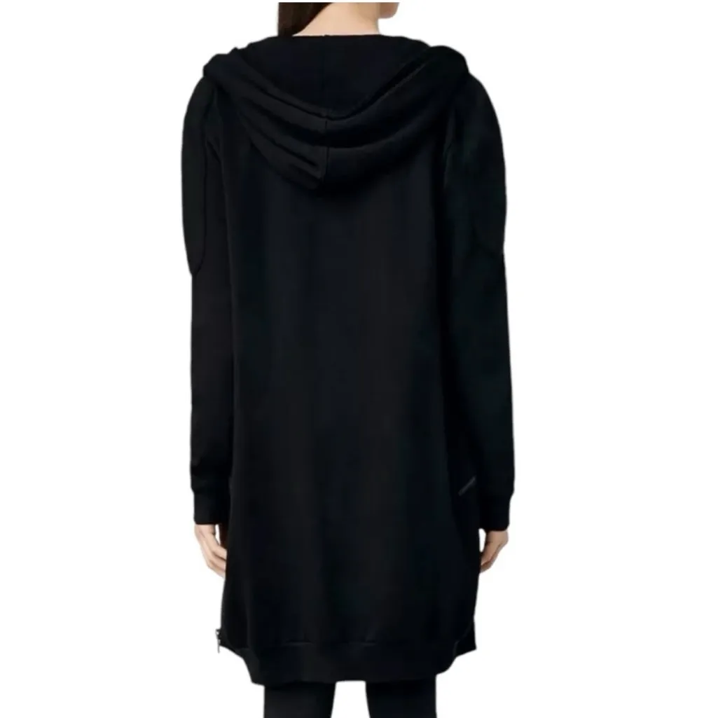 ALL SAINTS Ridley‎ Hoodie Long Sweatshirt Zip Front Black size 6 - Image 2