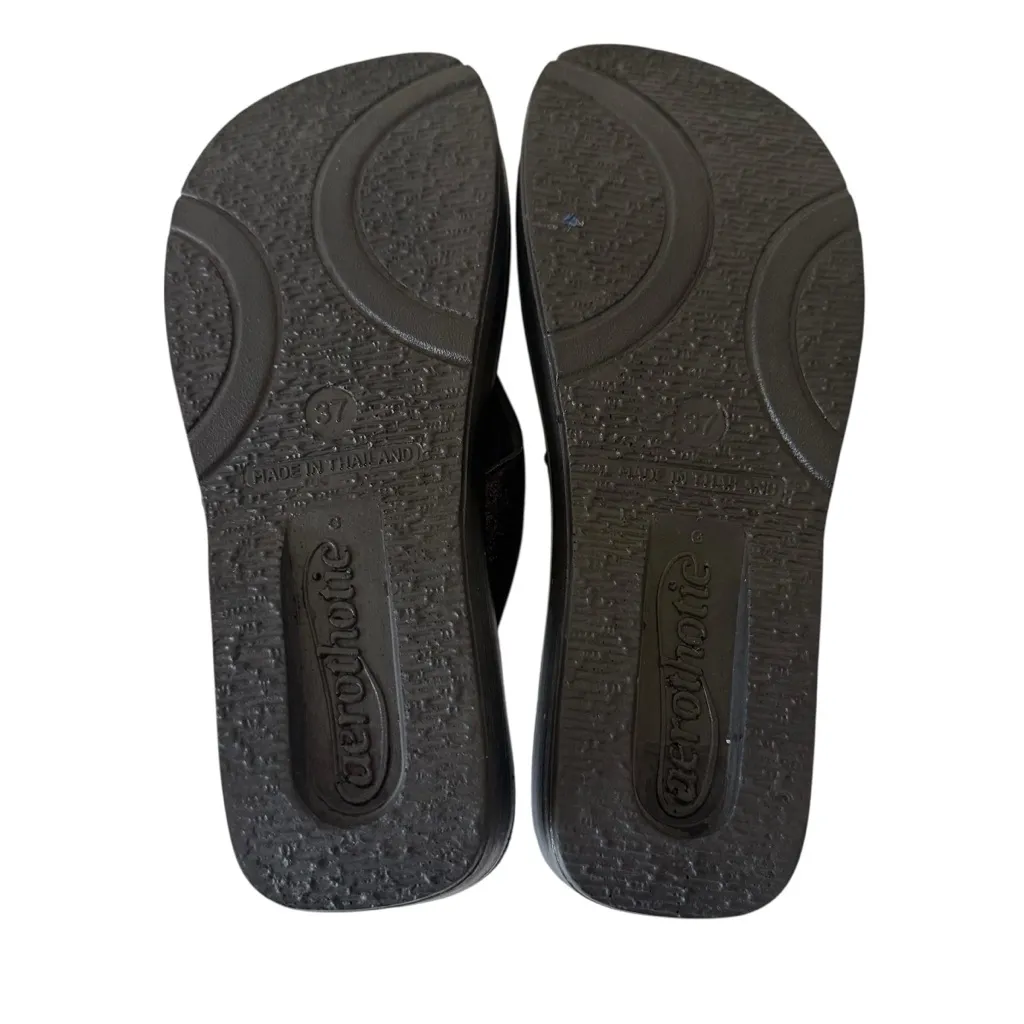 Aerothotic Crystal Mist Women’s Flip Flop Sandals, Black Size 7 Orthotic - Image 4