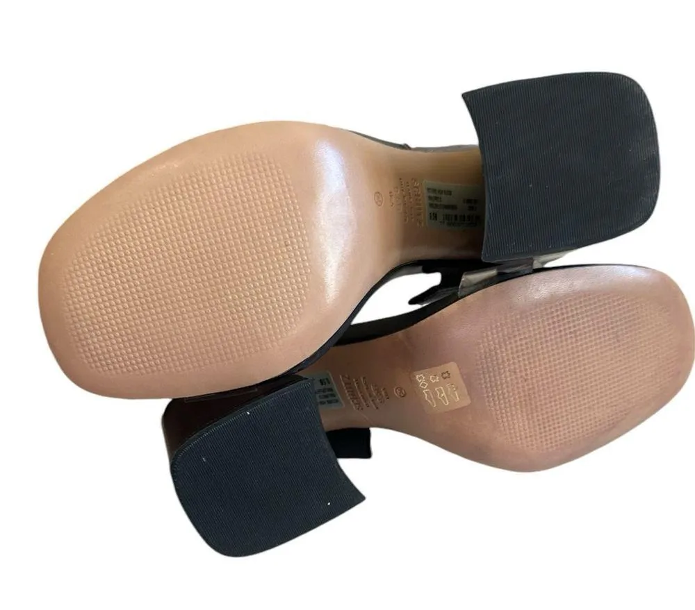 NEW Schultz Women's Victorie High Block Sandal Heel Black Clear Y2K Minimal 9.5 - Image 4