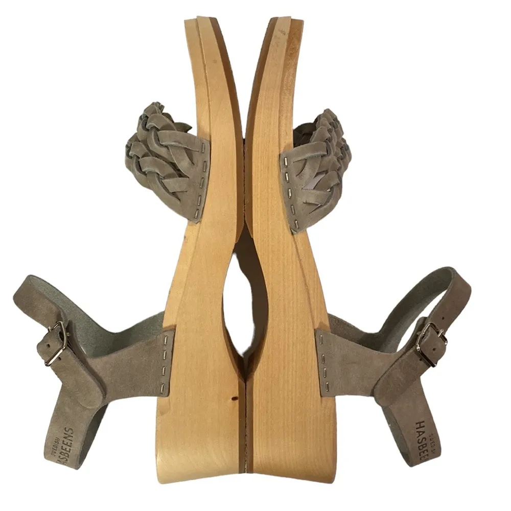 Swedish Hasbeens Tanja Debutant grey braided clog platform sandals size EU 40 - Image 8