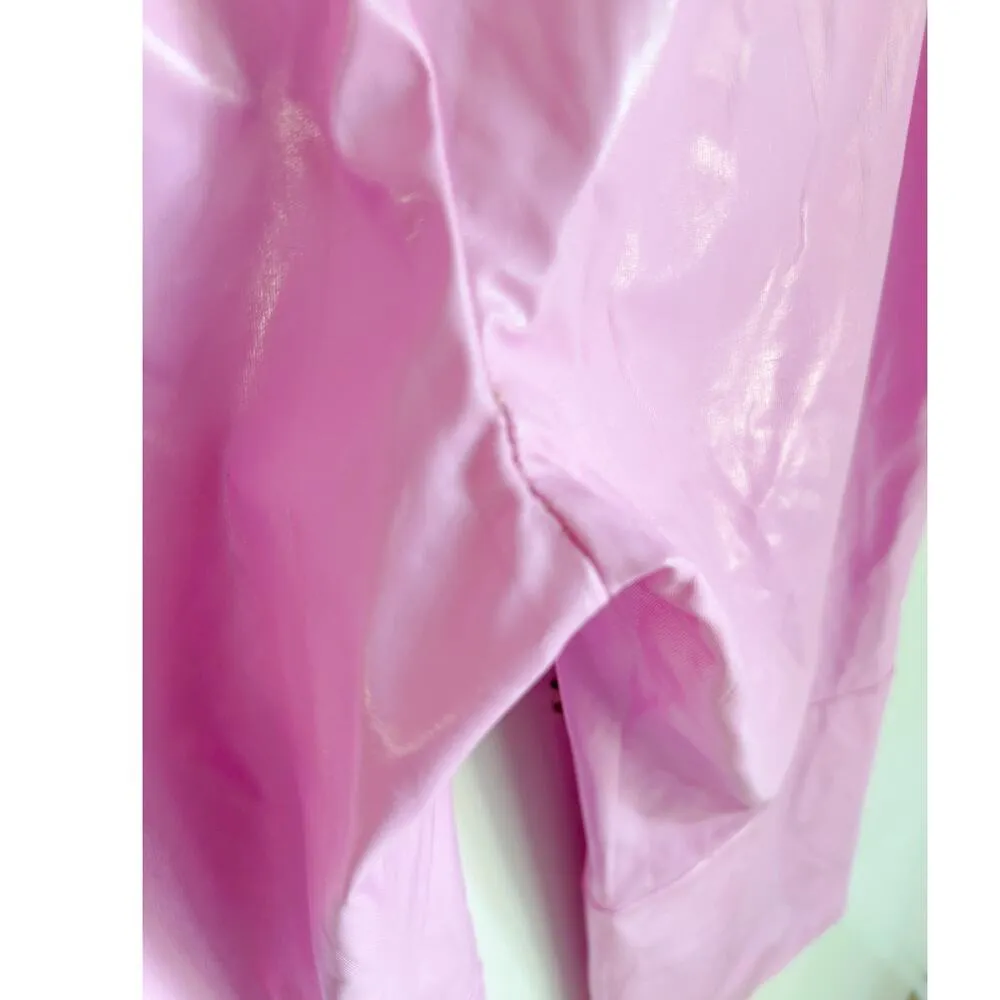 For Love & Lemons BILLIE VINYL PANTS Pastel Pink Cropped Girly Coquette Sz Lrg Size L - Image 7