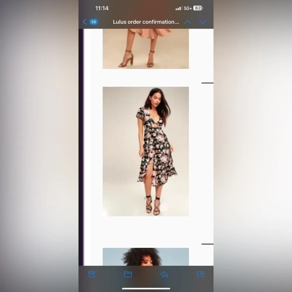 Lulus Black Floral Midi Dress, Small - Image 3