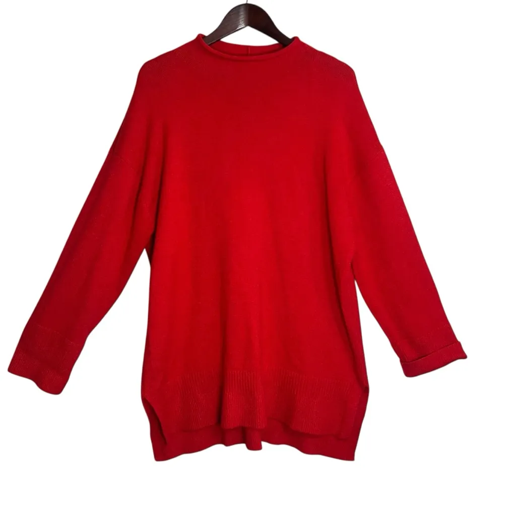 Moth Anthropologie Roll Neck Oversized Slouchy Sweater Red Mock Tunic Sz XL Knit - Image 11