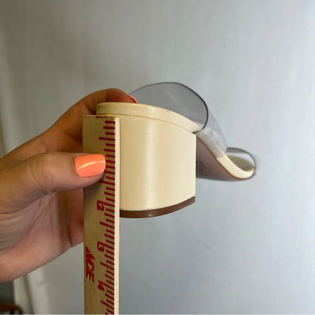 SCHUTZ |‎ Size 8.5 White Cream Heels with Clear Strap Like New - Image 6