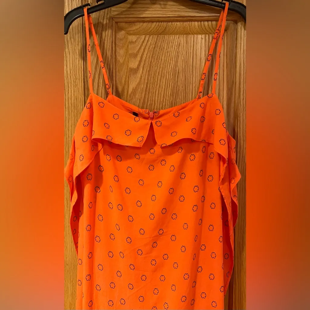 Urban‎ Outfitters Ooh La La Orange Red Rouge Side-Slit Romper Overlay Maxi Dress - Image 6