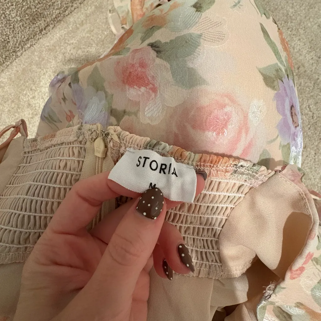 🌸 NWOT Romantic Floral Midi Dress Boutique Girly Pastel Bridal Wedding 🌸 - Image 3