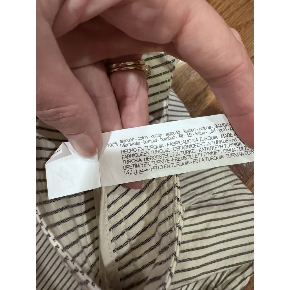 Zara Women’s 100% Cotton Pinstripes Wide Leg Casual Pant Medium Gorpcore Office - Image 5